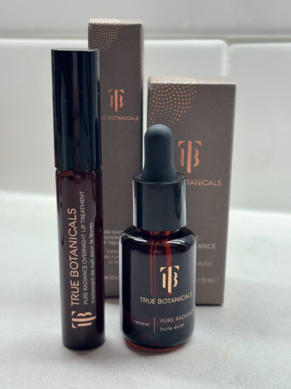 New True Botanicals Pure Radiance Overnight Lip Treatment and Renew Oil